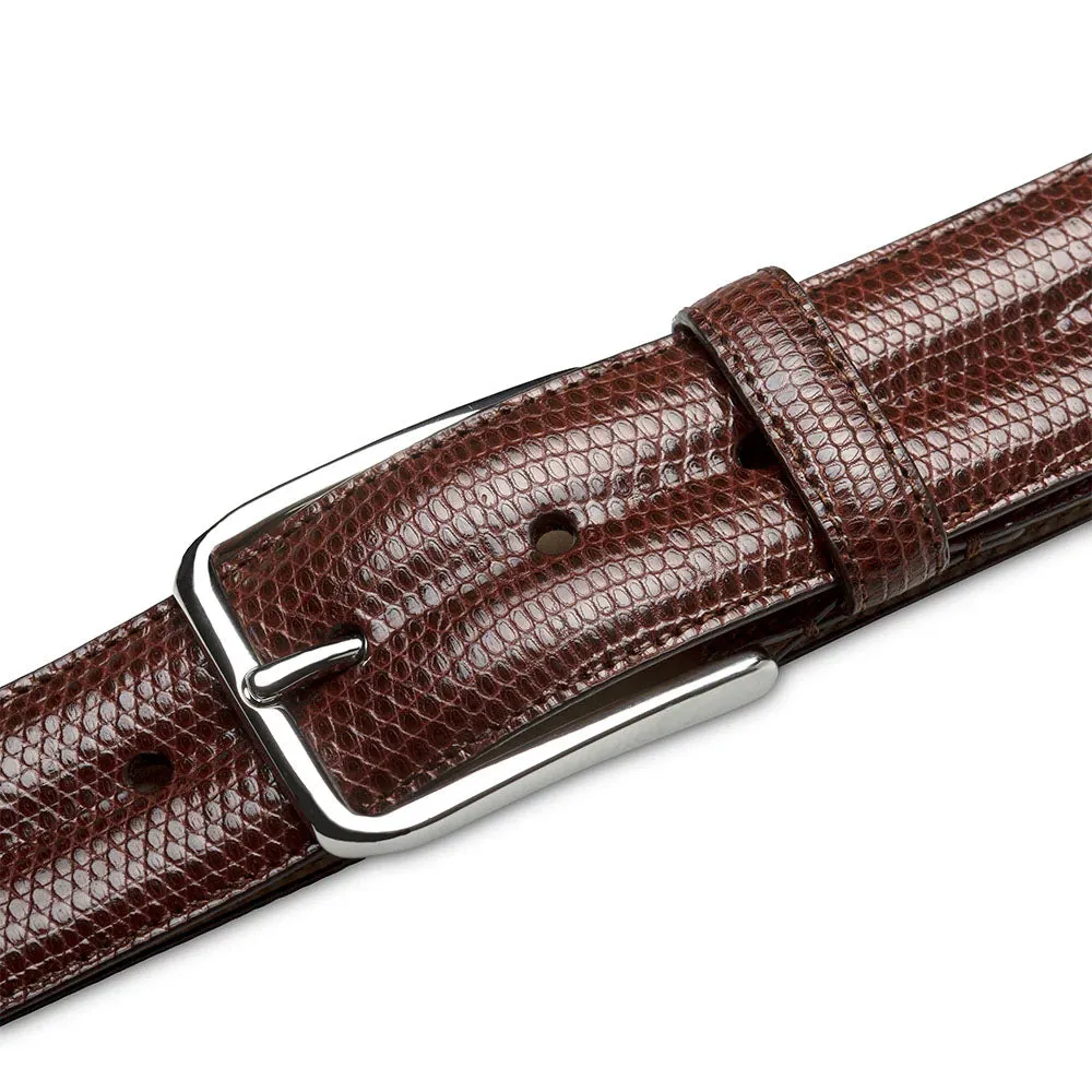 Mezlan Classic Lizard Belt Dark Brown sold by Alberto Nardoni
