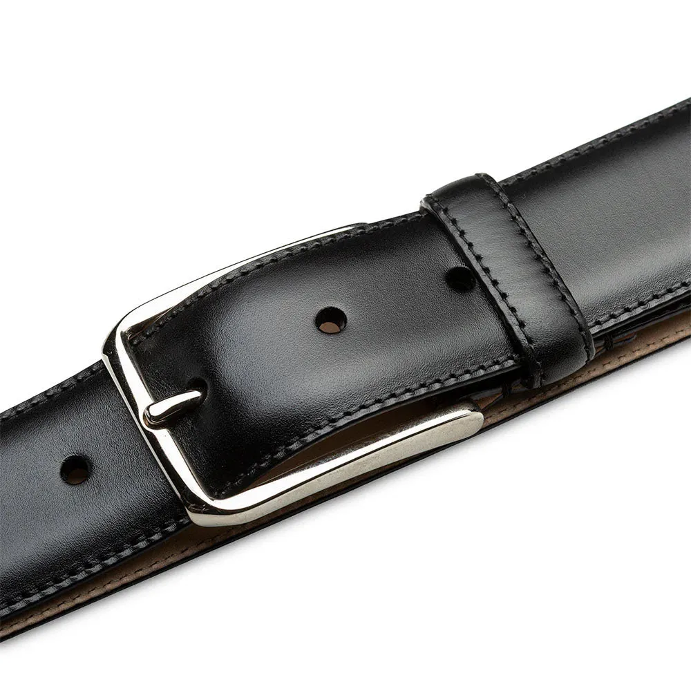 Mezlan Center-Piped Calfskin Belt Black sold by Alberto Nardoni