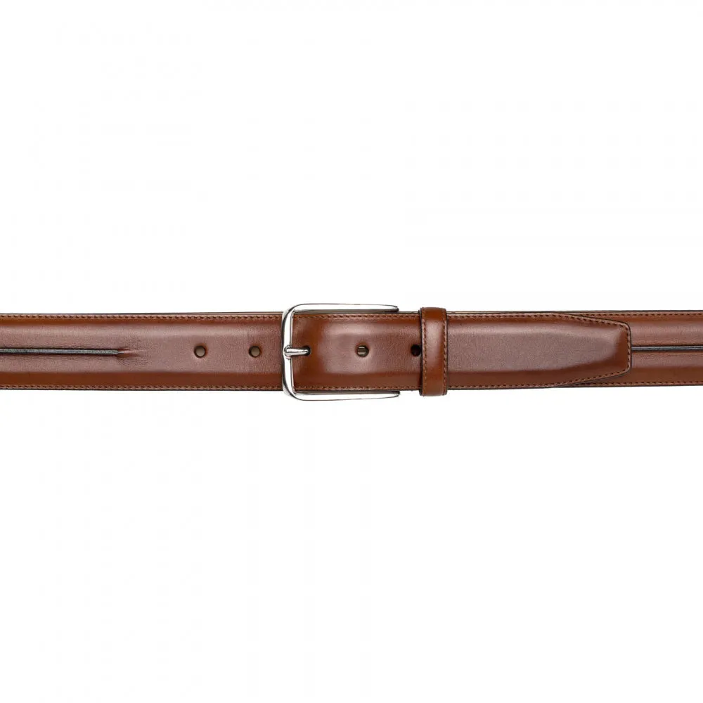 Mezlan Center-Piped Calfskin Belt Cognac sold by Alberto Nardoni product image thumbnail 3