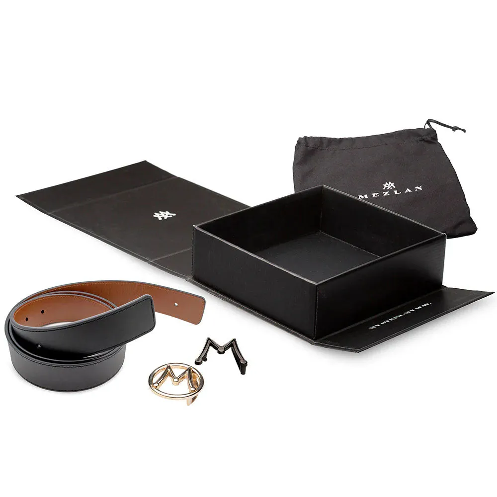 Mezlan Reversible Strap & Interchangeable Buckle Calfskin Belt (AO11534) sold by Alberto Nardoni