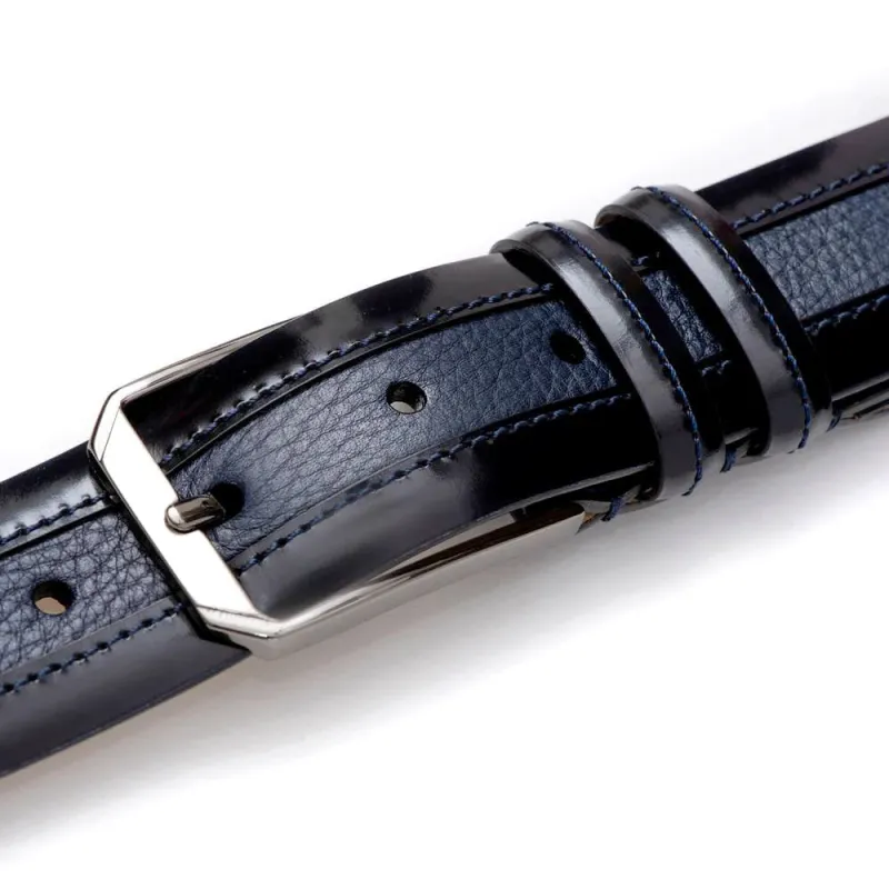 Mezlan Leather & Deerskin Belt Blue (AO11113) made by Mezlan