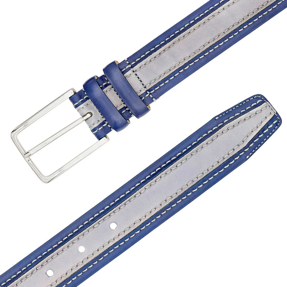 Mezlan Two-Tone Leather Belt Blue / Grey (AO11670) sold by Alberto Nardoni product image thumbnail 2