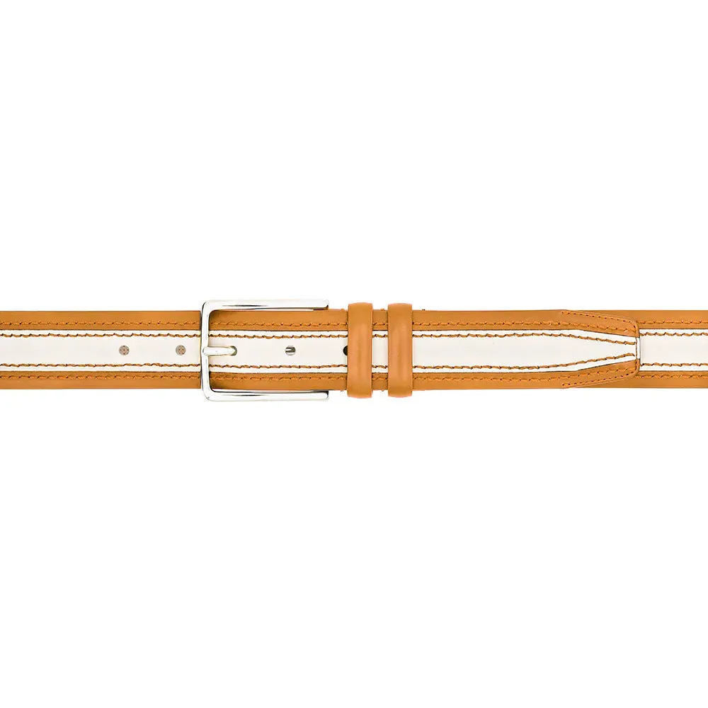 Mezlan Two-Tone Leather Belt Camel / Bone (AO11670) sold by Alberto Nardoni product image thumbnail 3