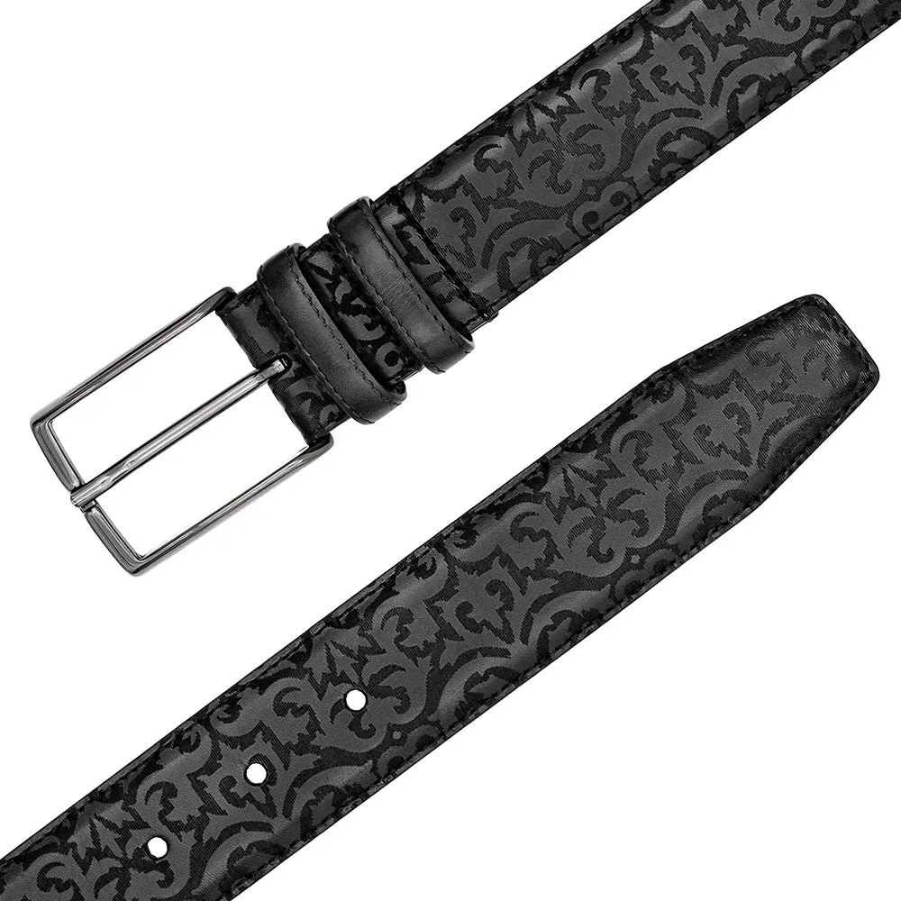 Mezlan Laser Print Calfskin Belt Black sold by Alberto Nardoni product image thumbnail 2