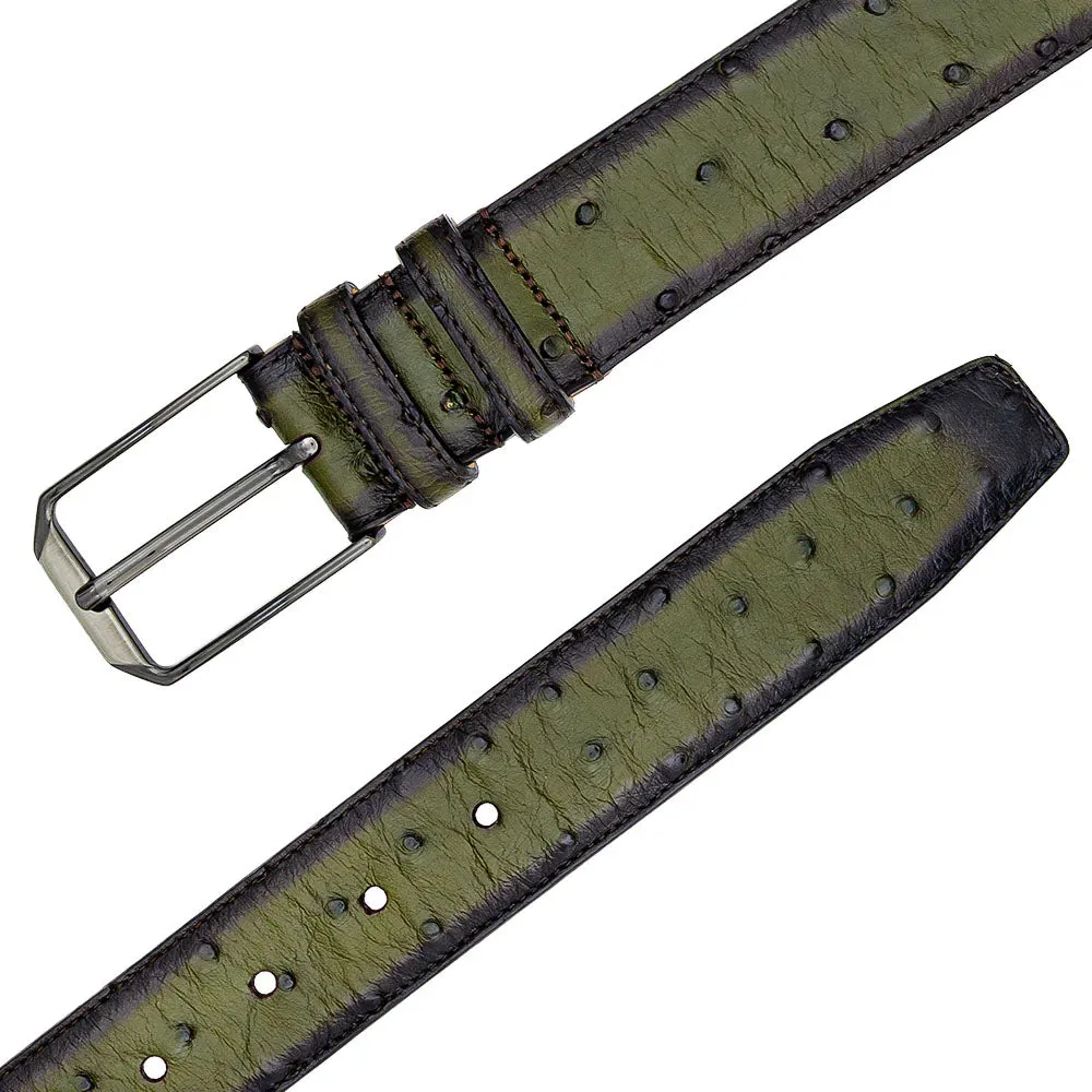 Mezlan Ostrich Skin Belt Olive (AO11678) sold by Alberto Nardoni product image thumbnail 2