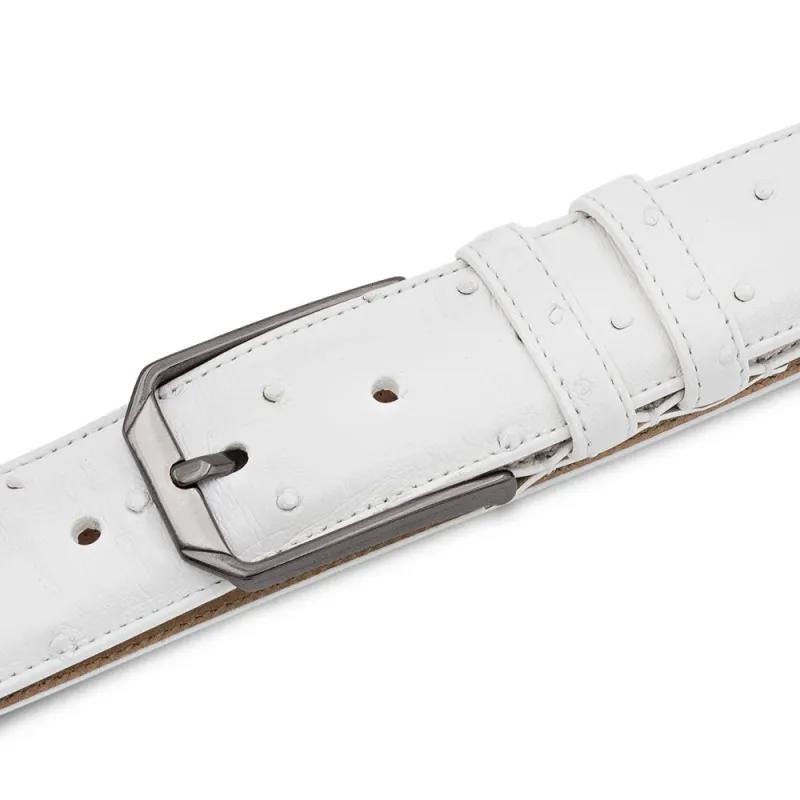 Mezlan Ostrich Skin Belt White (AO11678) sold by Alberto Nardoni