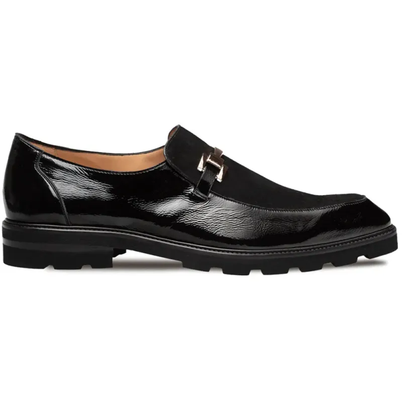 Mezlan Valone Hi-Shine & Suede Lug Slip-On Black (21763) made by Mezlan
