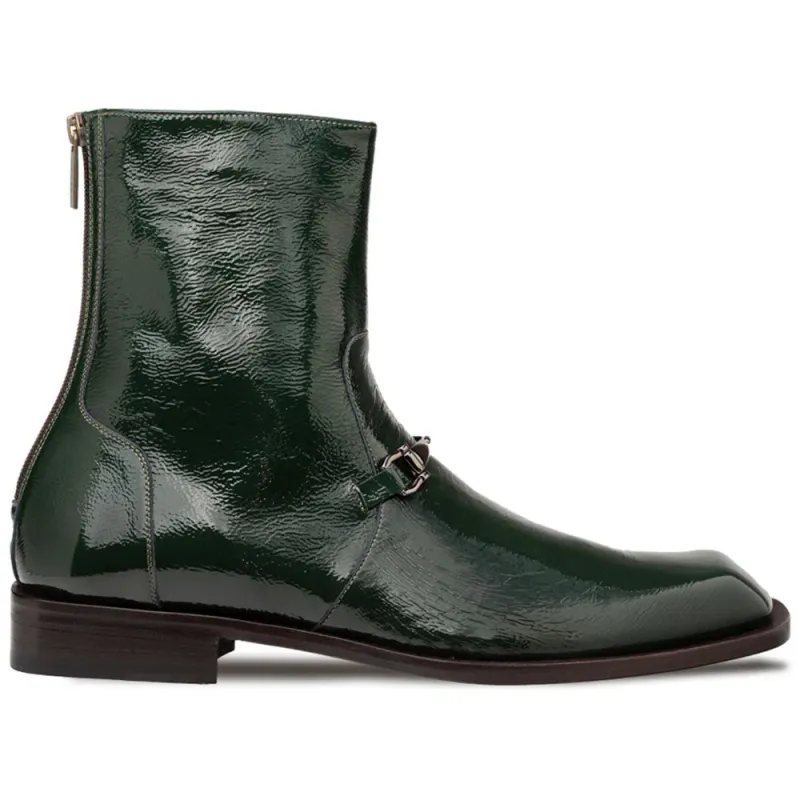 Mezlan Buscemi Hi-Shine Ornament Boot Green (21739) made by Mezlan
