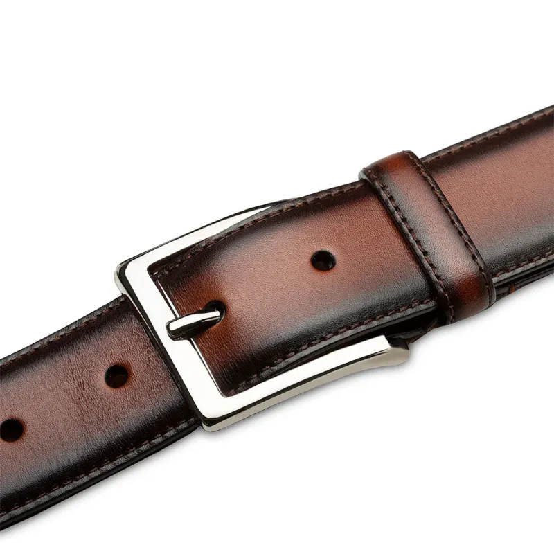 Mezlan Classic Calfskin Patina Belt Cognac made by Mezlan