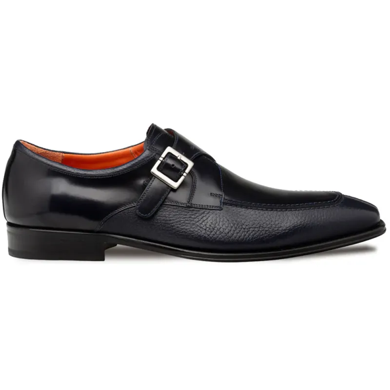 Mezlan Pego Deerskin Monk Strap Navy (21158) sold by Alberto Nardoni