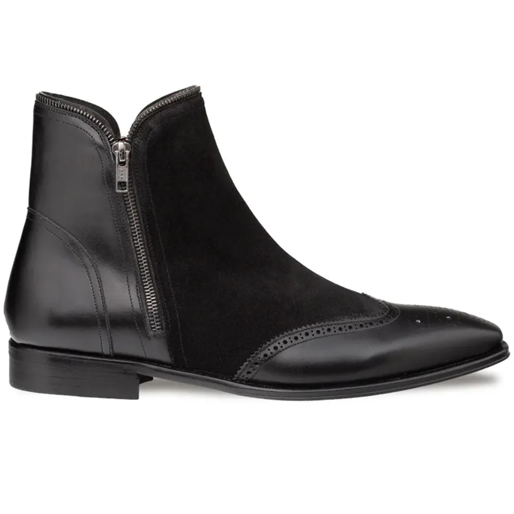 Mezlan Camilleri Calf / Suede Zip Boot Black (21343) sold by Alberto Nardoni