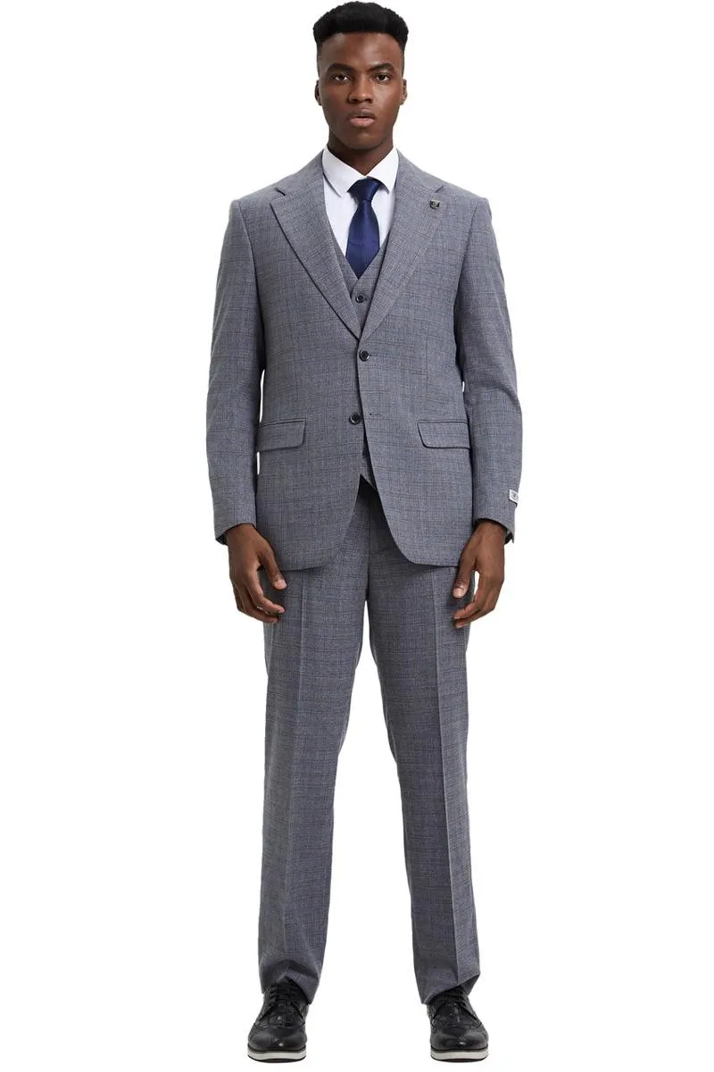 Men's Stacy Adams Modern Fit Vested Suit in Light Grey Micro Check Plaid sold by Alberto Nardoni product image thumbnail 2