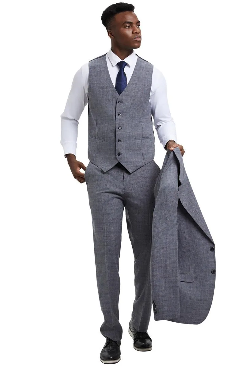Men's Stacy Adams Modern Fit Vested Suit in Light Grey Micro Check Plaid sold by Alberto Nardoni product image thumbnail 4