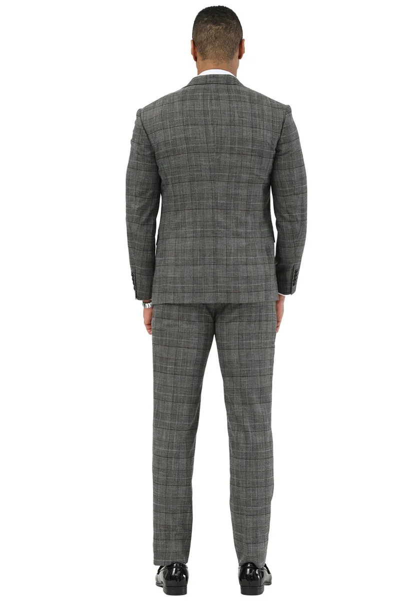 Men's Stacy Adams Two Button Wide Notch Lapel Vested Suit in Black Glen Plaid sold by Alberto Nardoni product image thumbnail 3