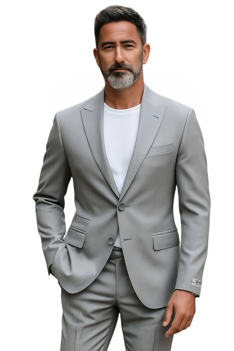 Men's Stacy Adams Basic Slim Fit Wedding & Business Suit in Light Grey sold by Alberto Nardoni