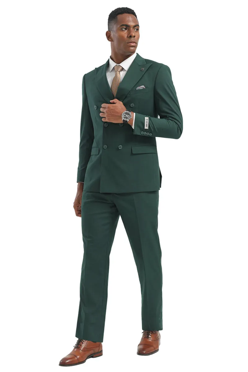 Men's Designer Stacy Adams Classic Double Breasted Suit in Hunter Green sold by Alberto Nardoni product image thumbnail 2
