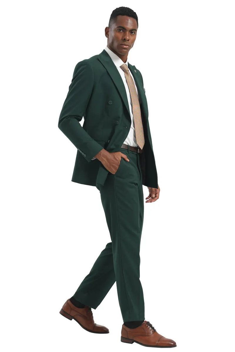 Men's Designer Stacy Adams Classic Double Breasted Suit in Hunter Green sold by Alberto Nardoni product image thumbnail 3