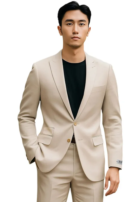 Men's Stacy Adams Basic Slim Fit Wedding & Business Suit in Tan sold by Alberto Nardoni