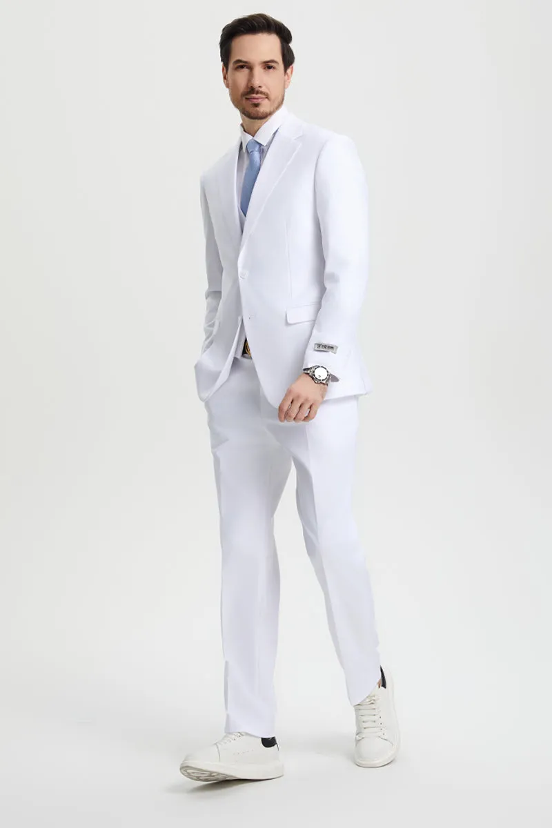 Men's Two Button Vested Stacy Adams Basic Designer Suit in White sold by Alberto Nardoni product image thumbnail 3