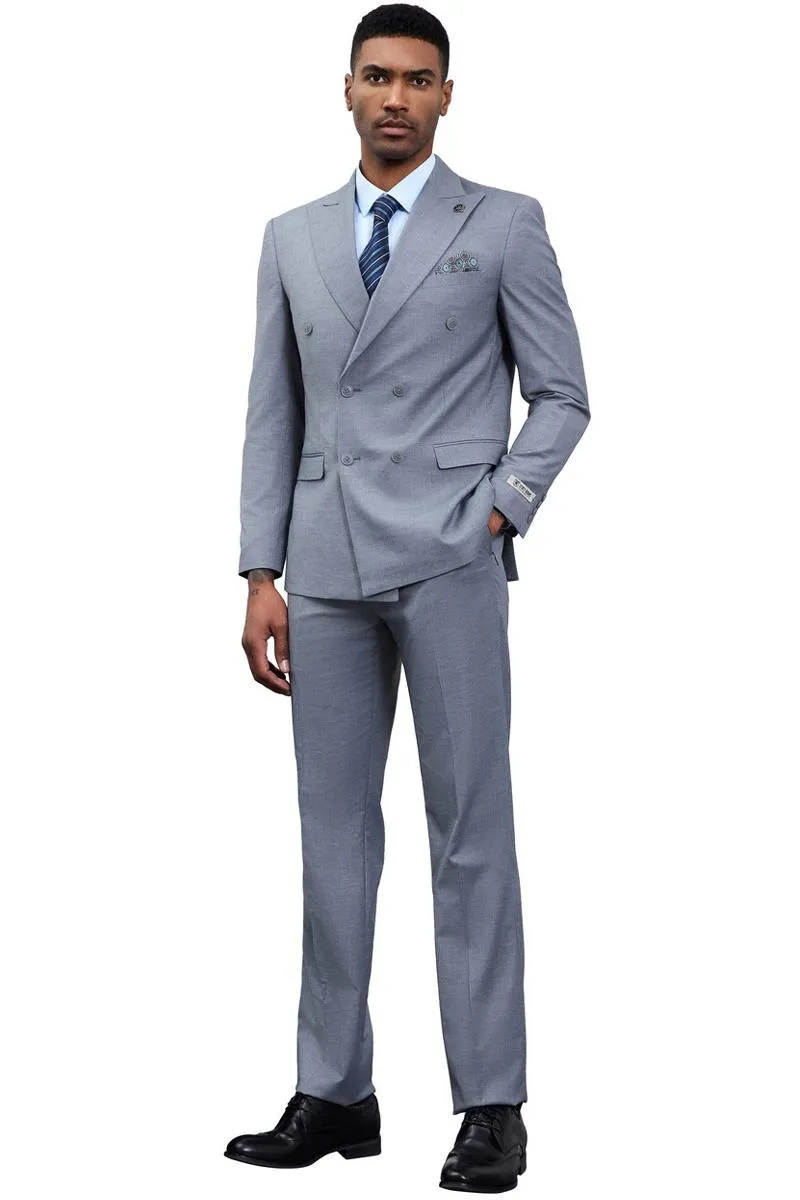 Men's Designer Stacy Adams Classic Double Breasted Suit in Grey sold by Alberto Nardoni product image thumbnail 3