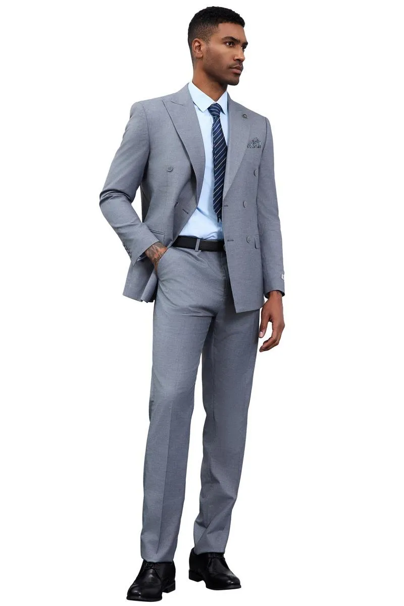 Men's Designer Stacy Adams Classic Double Breasted Suit in Grey sold by Alberto Nardoni product image thumbnail 4