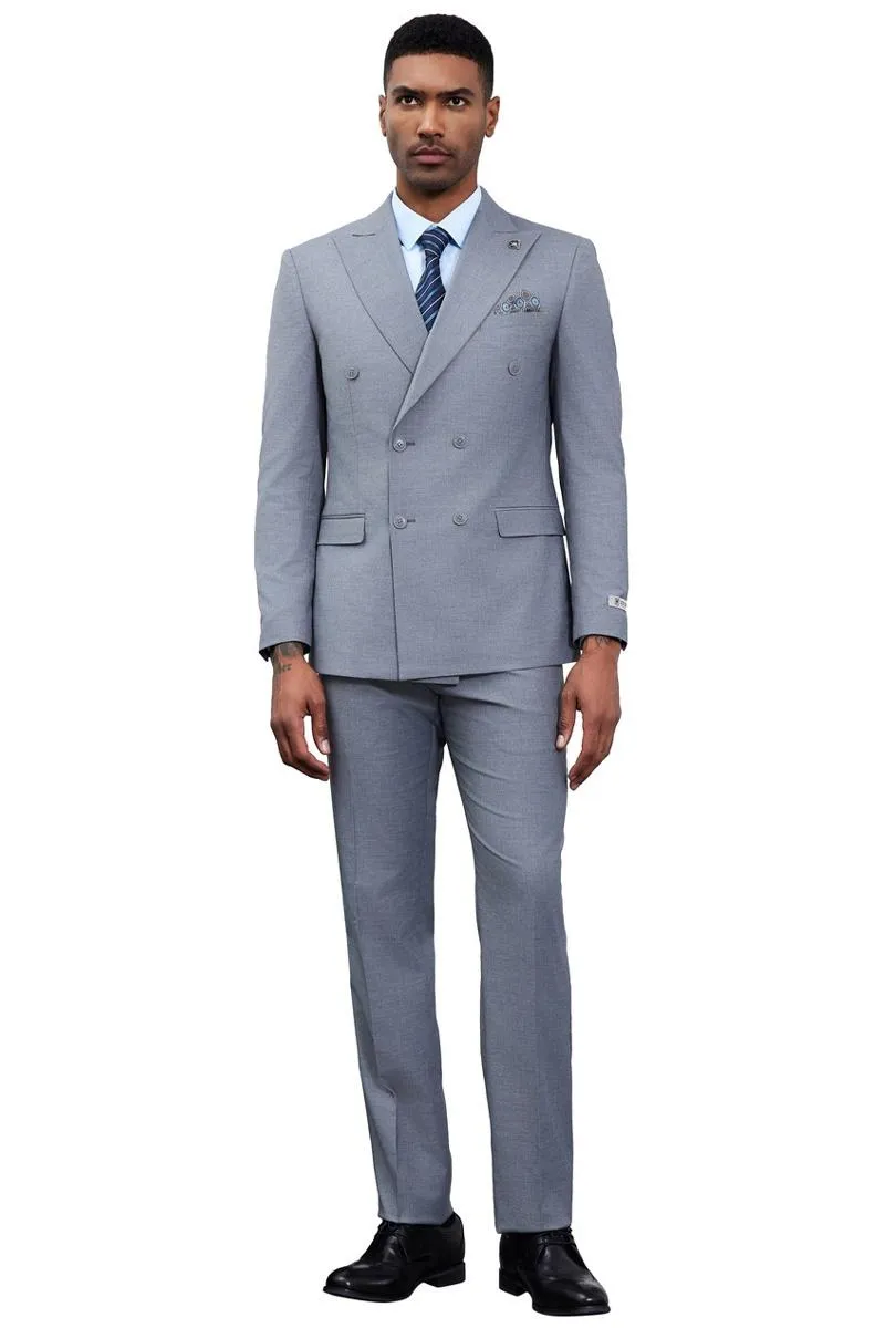 Men's Designer Stacy Adams Classic Double Breasted Suit in Grey sold by Alberto Nardoni product image thumbnail 2