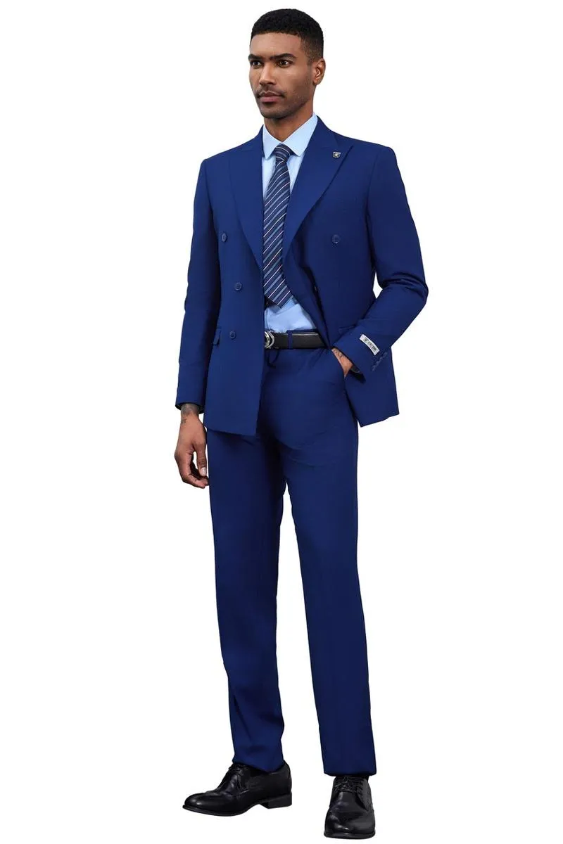 Men's Designer Stacy Adams Classic Double Breasted Suit in Blue sold by Alberto Nardoni product image thumbnail 3