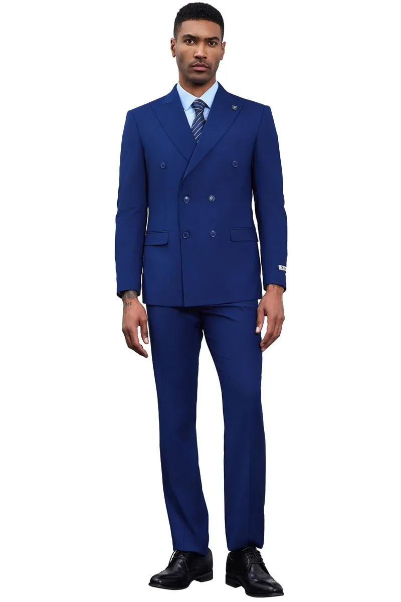 Men's Designer Stacy Adams Classic Double Breasted Suit in Blue sold by Alberto Nardoni product image thumbnail 2