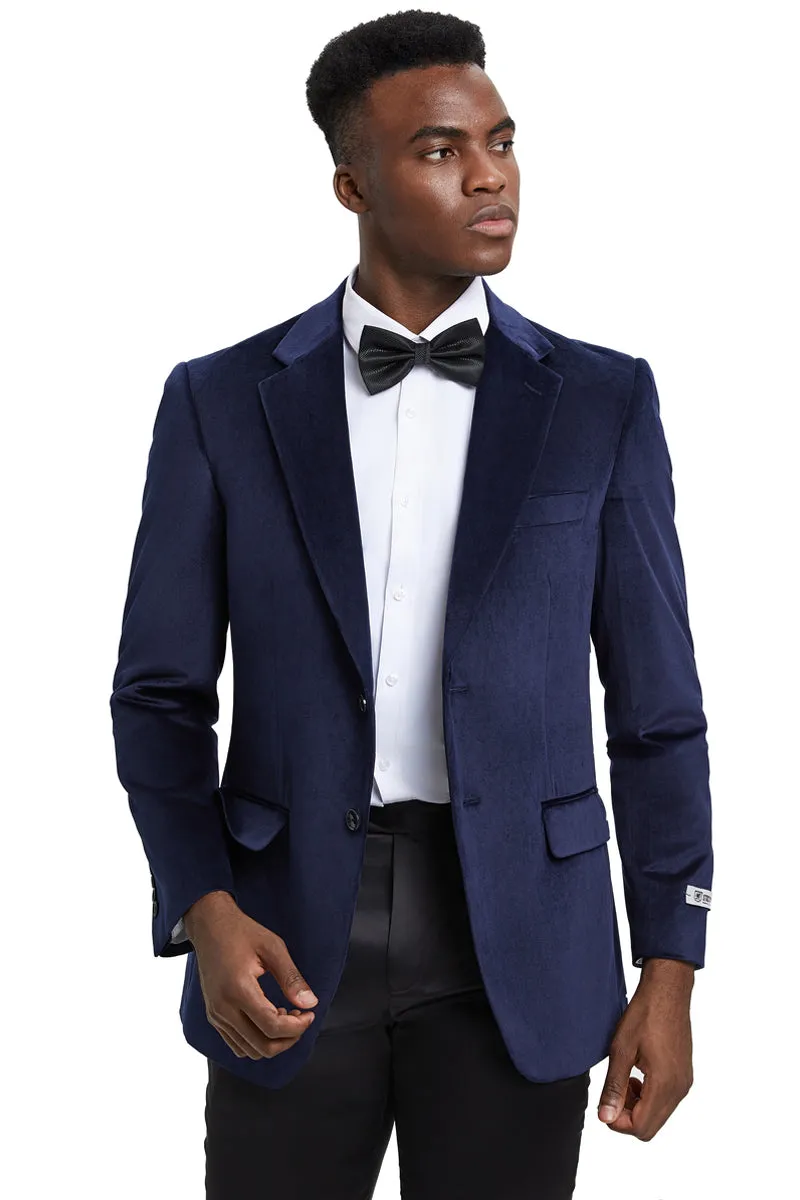 Men's Stacy Adams Modern Fit Velvet Blazer in Navy Blue sold by Alberto Nardoni