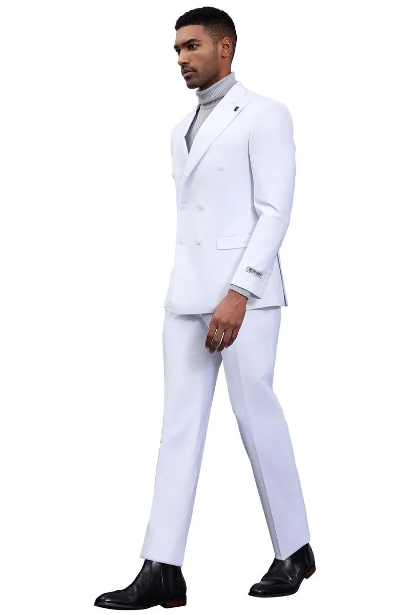 Men's Designer Stacy Adams Classic Double Breasted Suit in White sold by Alberto Nardoni product image thumbnail 3
