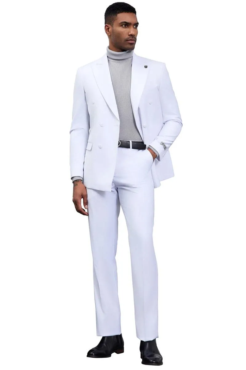 Men's Designer Stacy Adams Classic Double Breasted Suit in White sold by Alberto Nardoni product image thumbnail 4