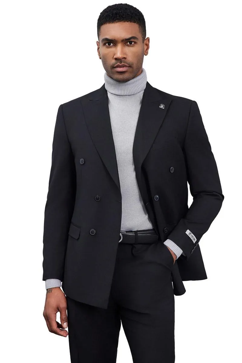 Men's Designer Stacy Adams Classic Double Breasted Suit in Black sold by Alberto Nardoni product image thumbnail 3