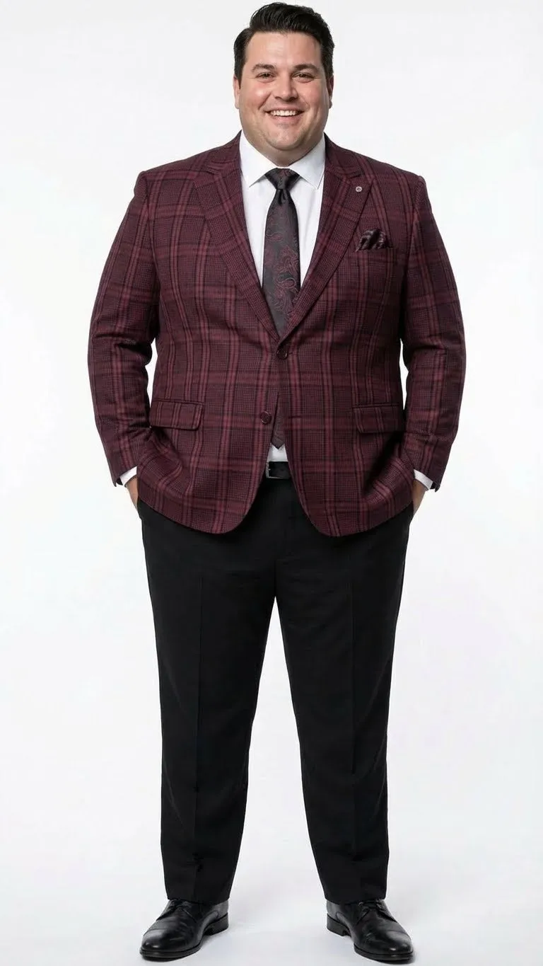 Mens Burgundy Check Blazer Windowpane Plaid blazer in Maroon Wine Color sold by Alberto Nardoni product image thumbnail 5