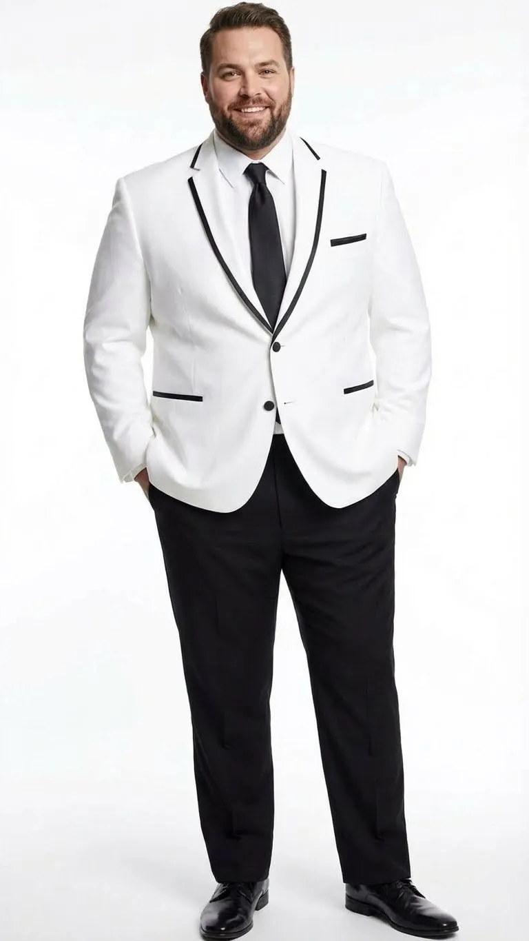 Mens White Blazer with Black Trim | Wedding and Party Formal Blazer Jacket - White Tuxedo Prom Jacket sold by Alberto Nardoni product image thumbnail 4