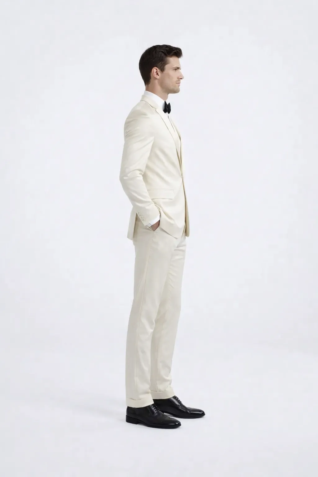 Ivory Peak Lapel Slim Fit Tuxedo for Weddings, Prom & Formal Events sold by Alberto Nardoni product image thumbnail 2