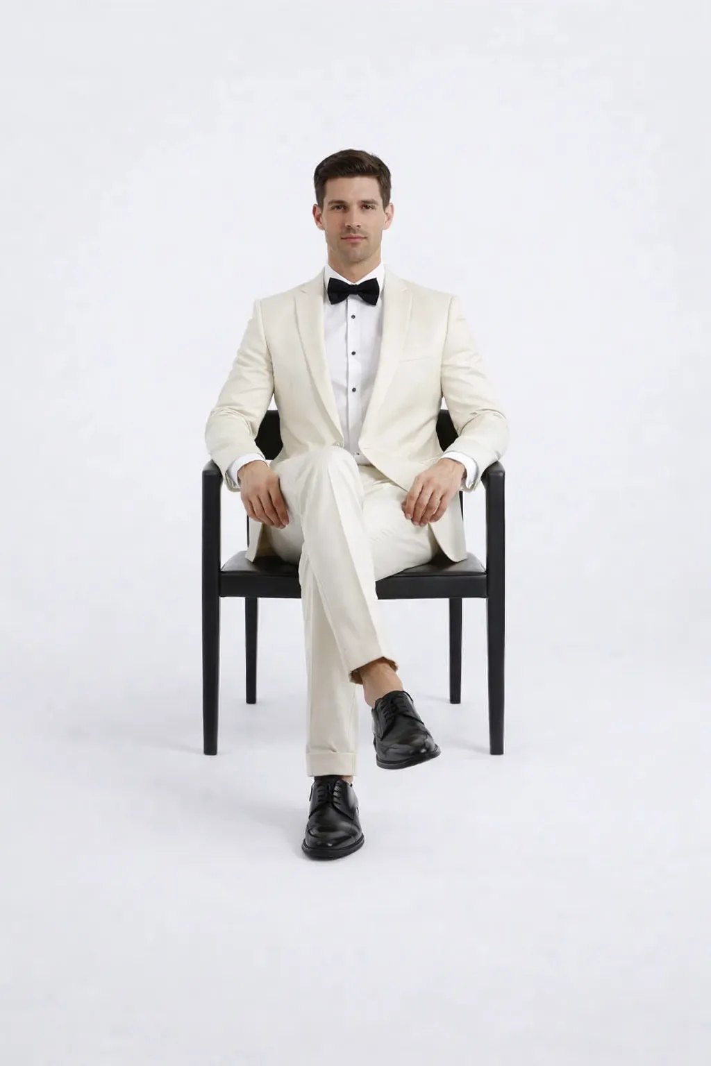 Ivory Peak Lapel Slim Fit Tuxedo for Weddings, Prom & Formal Events sold by Alberto Nardoni product image thumbnail 3