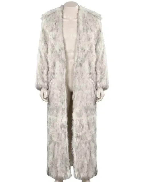 Mens Luxury White Fur Coat – Open Front Design with Fur Cuffs sold by Alberto Nardoni product image thumbnail 2