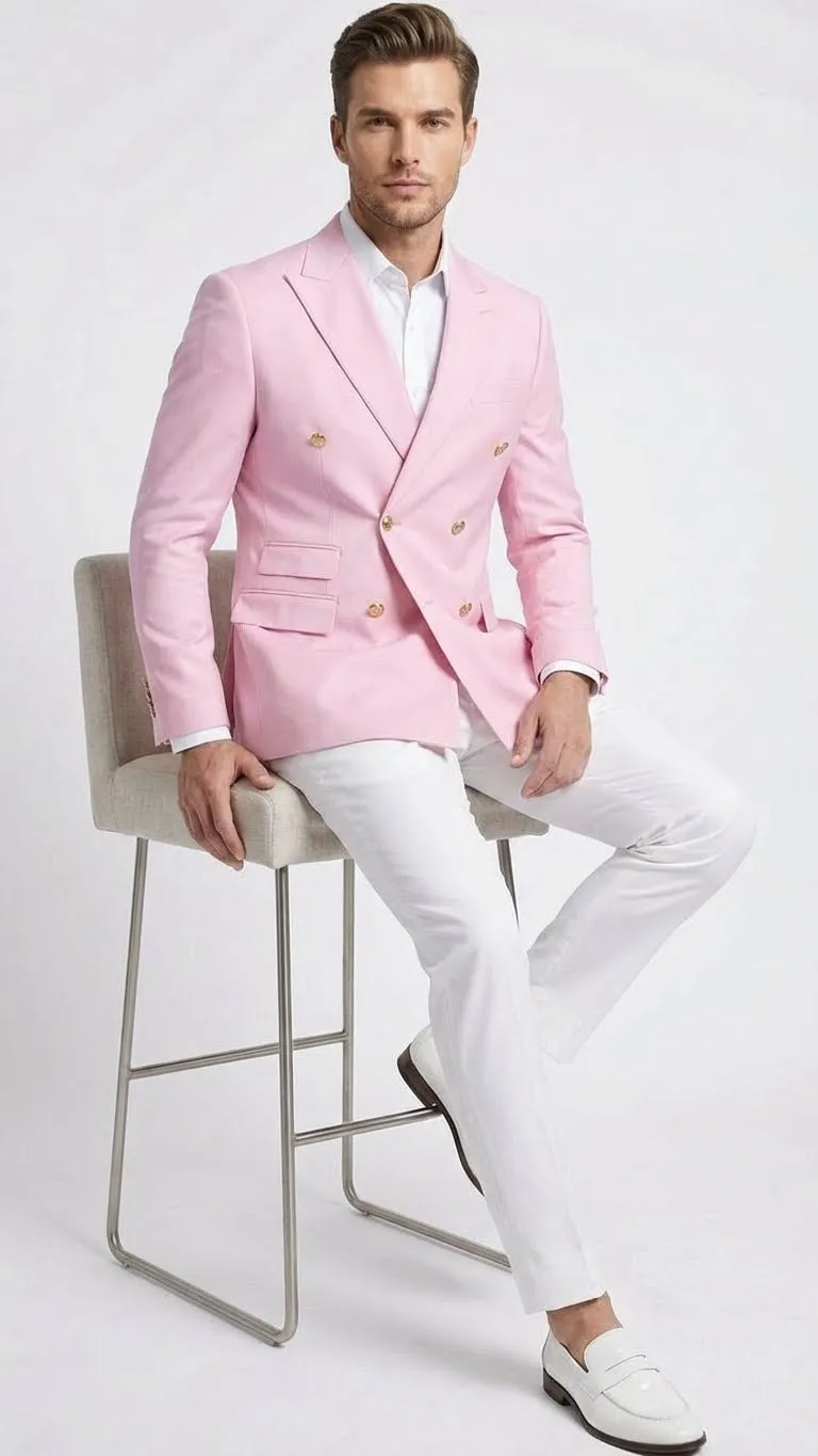 Men’s Light Pink Double Breasted Blazer – Sport Jacket Coat sold by Alberto Nardoni product image thumbnail 4