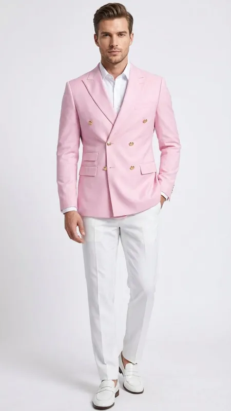 Menâ€™s Light Pink Double Breasted Blazer â€“ Sport Jacket Coat sold by Alberto Nardoni