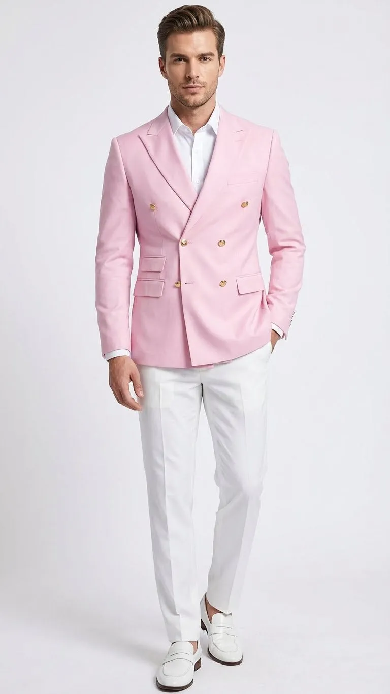 Men’s Light Pink Double Breasted Blazer – Sport Jacket Coat sold by Alberto Nardoni