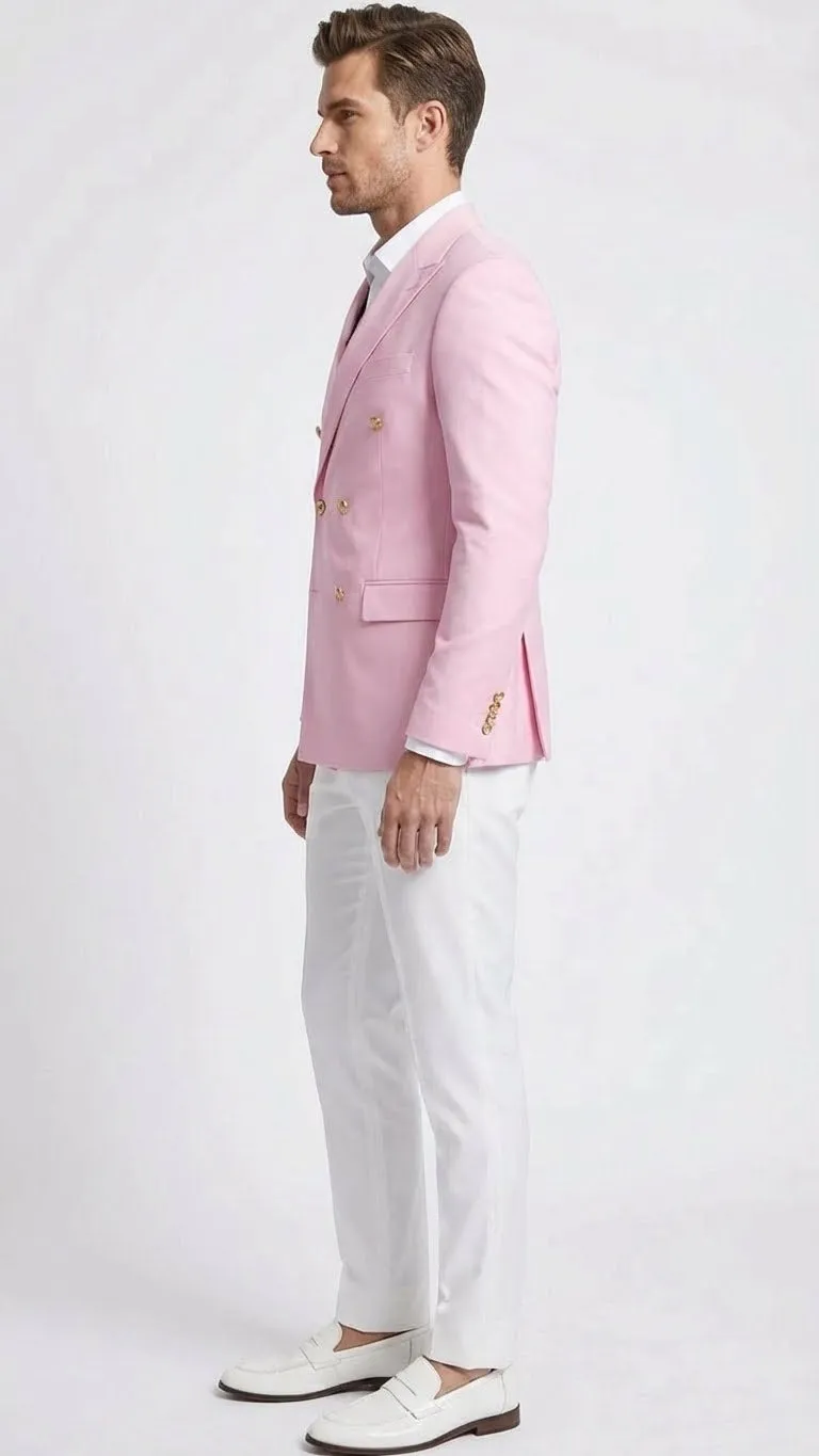 Men’s Light Pink Double Breasted Blazer – Sport Jacket Coat sold by Alberto Nardoni product image thumbnail 3
