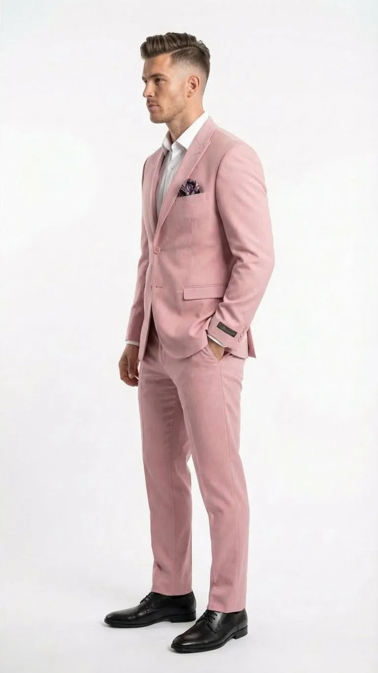 Vitali Brand Modern Fit Mens Light Pink Formal Suit - Blush Color sold by Alberto Nardoni product image thumbnail 3