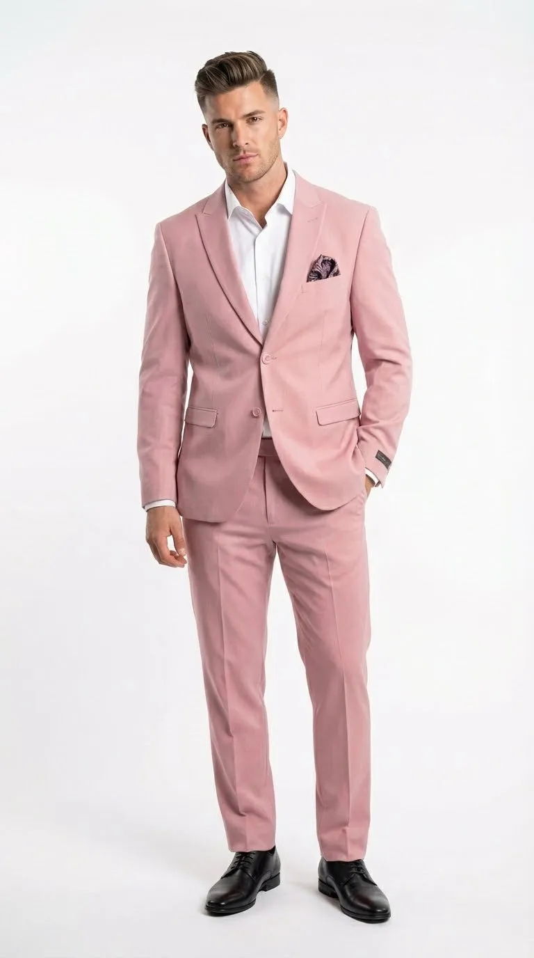 Vitali Brand Modern Fit Mens Light Pink Formal Suit - Blush Color sold by Alberto Nardoni
