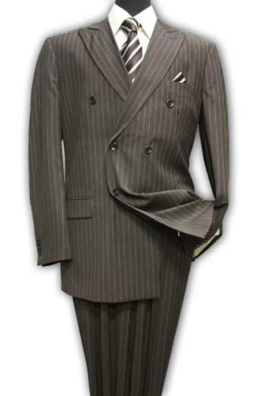 Double breasted Pinstripe Suit - Mens Double Breasted 1920'S Gangster Pinstripe Suit In Brown sold by Alberto Nardoni