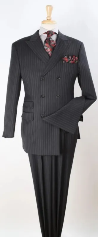 Double breasted Pinstripe Suit - Mens 3pc Double Breasted Suit - Charcoal Stripe sold by Alberto Nardoni