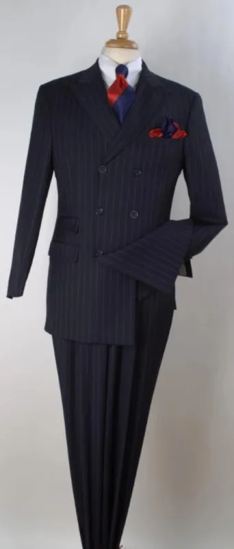 Double breasted Pinstripe Suit - Mens 3pc Double Breasted Suit - Navy Stripe sold by Alberto Nardoni