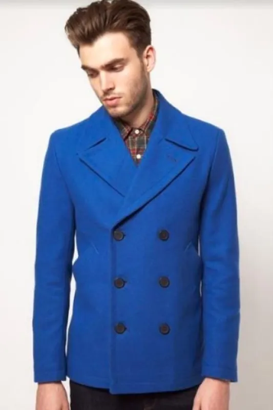 Mens Royal Blue Peacoat - Short Coat sold by Alberto Nardoni