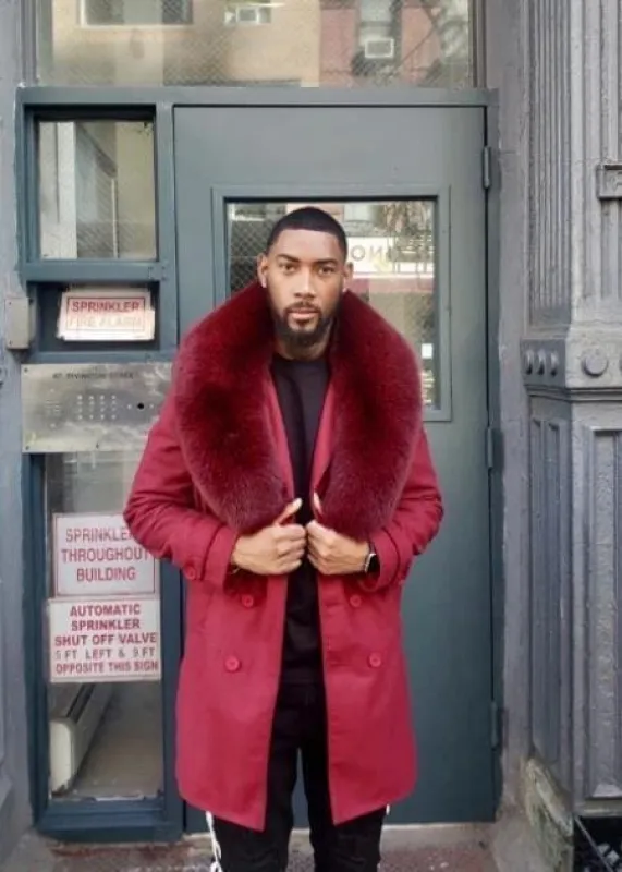 Red Trench Coat - Long Red Coat - Mens Red Peacoat - Mens Red Overcoat - Fabric sold by Alberto Nardoni