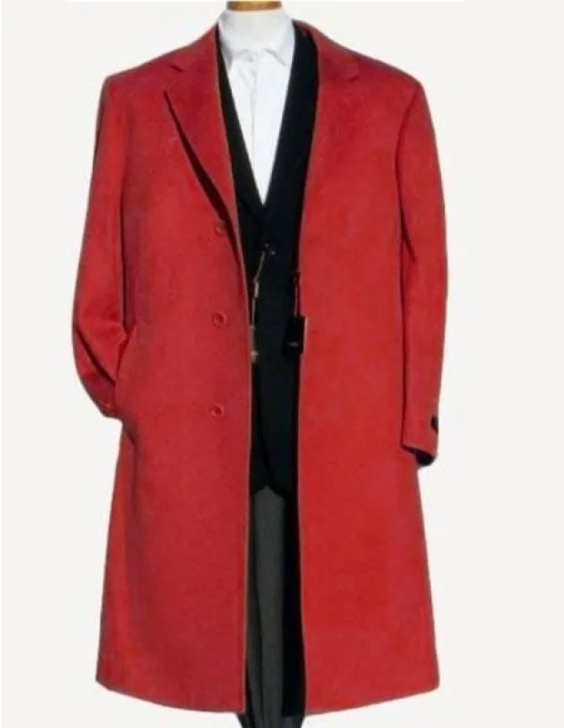 Red Trench Coat - Long Red Coat - Mens Red Peacoat - Mens Red Overcoat - Fabric sold by Alberto Nardoni