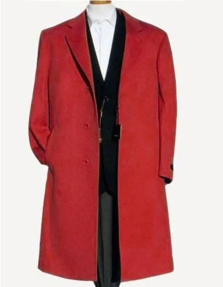 Red Trench Coat - Long Red Coat - Mens Red Peacoat - Mens Red Overcoat - Fabric sold by Alberto Nardoni